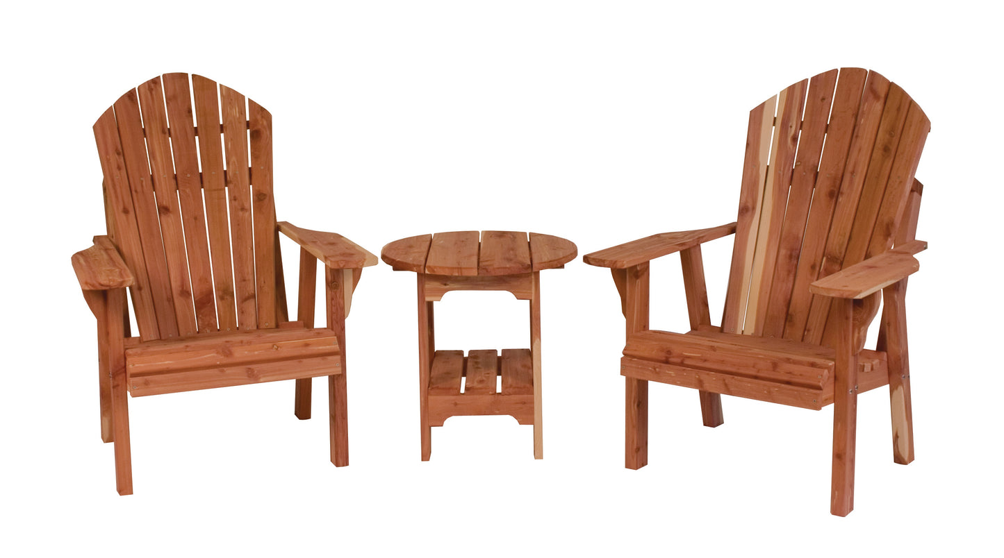 Amish-made Cedar Patio Furniture. New Style Adirondack Chair and Table Set