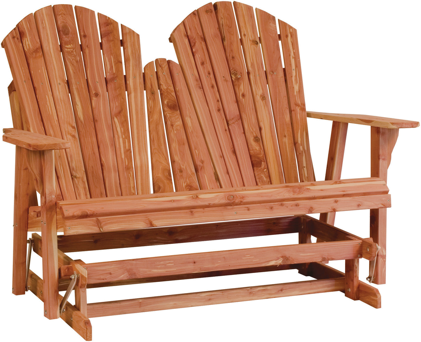 Amish-made Cedar Patio Furniture. Adirondack Loveseat Glider.