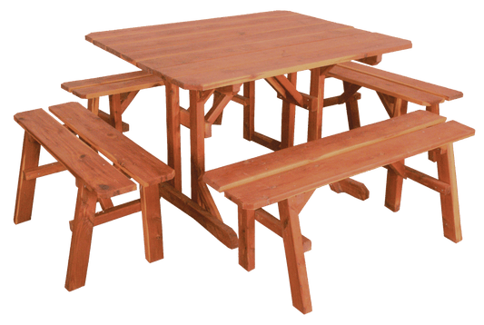Amish-made Cedar Picnic Table and Benches
