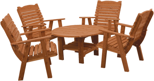 Amish-made chat table and 4 chairs. 36" diameter