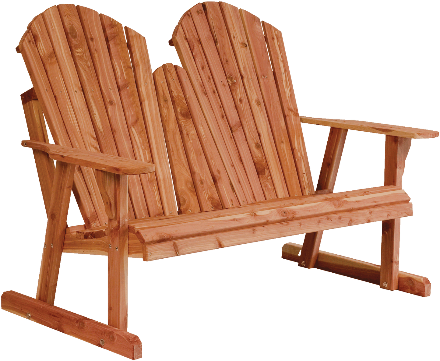 Amish-made Cedar Patio Furniture. New Style Adirondack Loveseat Bench.