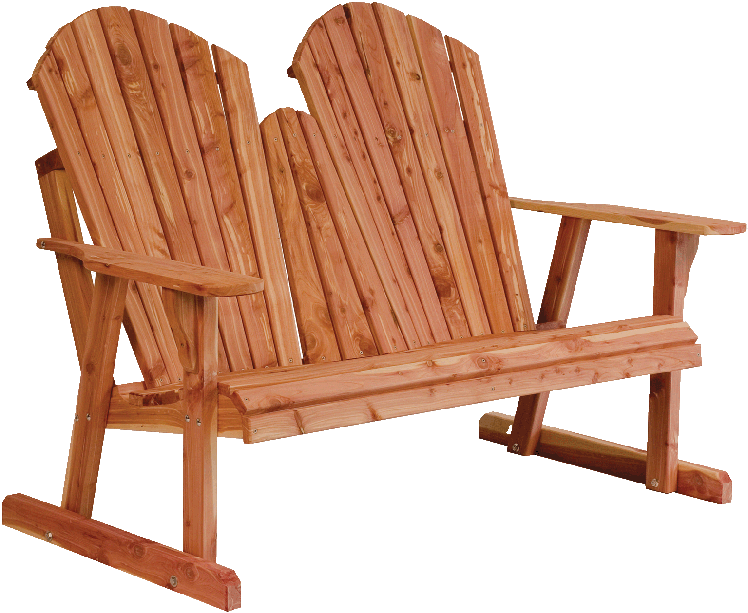 Amish-made Cedar Patio Furniture. New Style Adirondack Loveseat Bench.